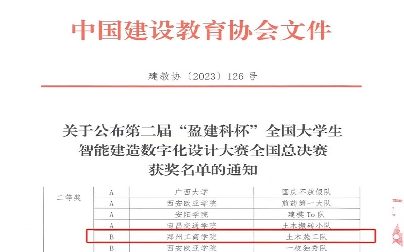 我校6t体育学子在第二届“盈建科杯”全国大学生智能建造数字化设计大赛中获得佳绩